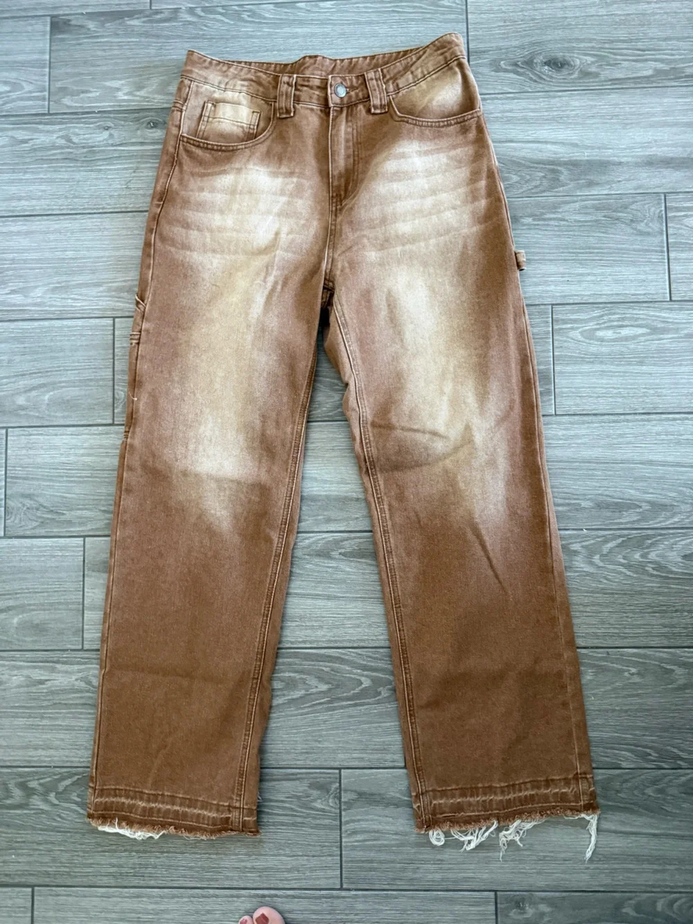 Manfinity|Brown Carpenter Cargo Pants-Wide leg jeans in size small•closet staple